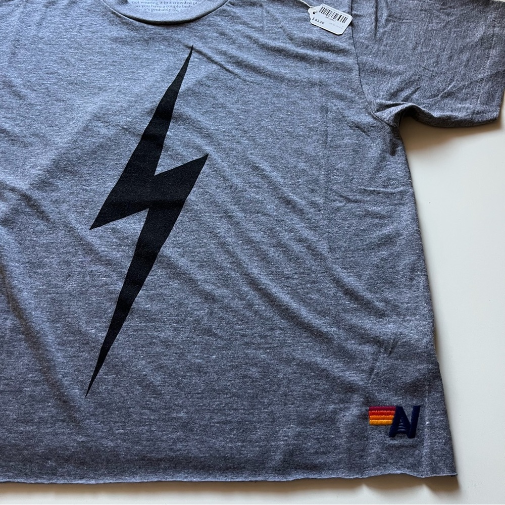 NWT Aviator Nation Bolt Boyfriend Tee- Heather Grey - Picture 4 of 5